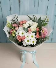 Букет цветов из:  Розы, Лизиантусы и Хризантемы в Семендере