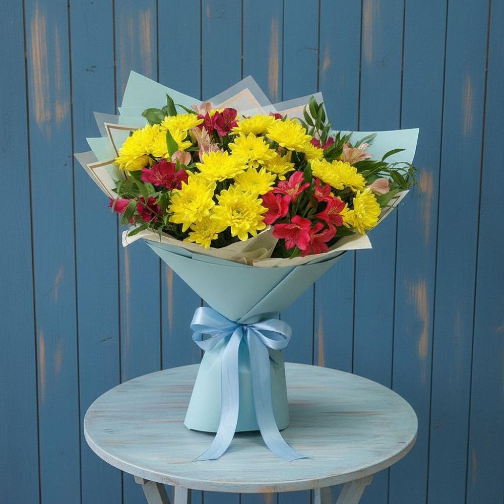 Букет цветов из: Альстромерии и Хризантемы в Семендере