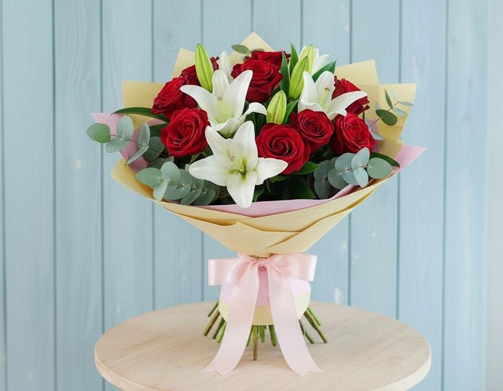 Букет цветов из: Лилии и Розы в Семендере